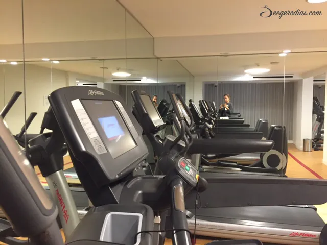 Utilizing our hotel's gym in Santa Monica.