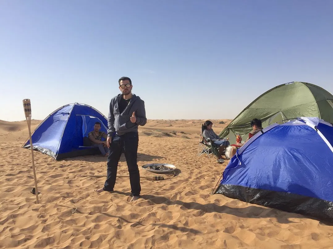 Camping out in the desert.